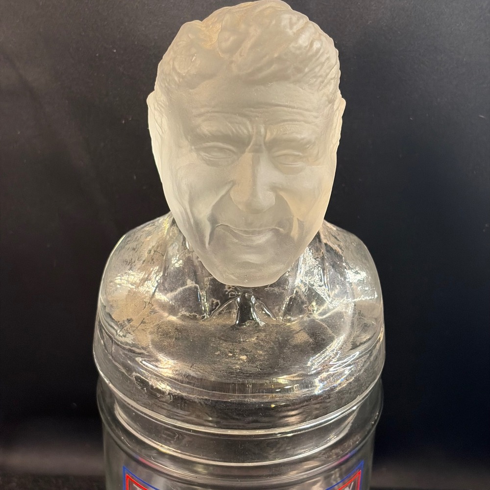 Vintage Ronald Reagan Ron-Jar Frosted Glass Bust Jelly Bean Jar 1980s Americana